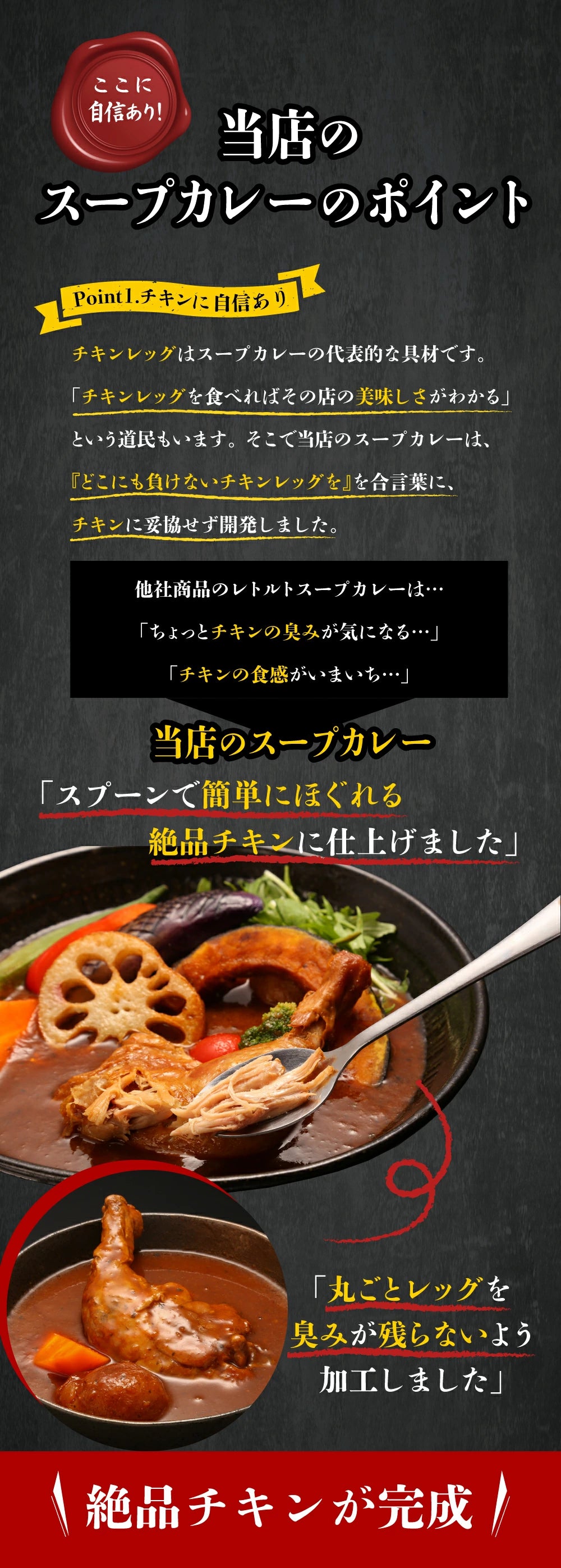 【辛口】絶品チキンの札幌スープカレー 300g×2食セット レトルト 保存食にも